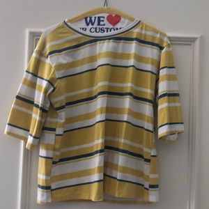 Yellow and blue striped shirt